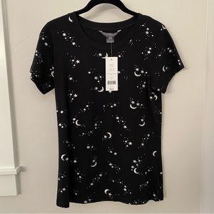 NWT French Connection Silver Moon & Stars Tee, S